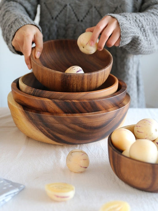 Acacia Wooden Cooking and Mixing Bowl