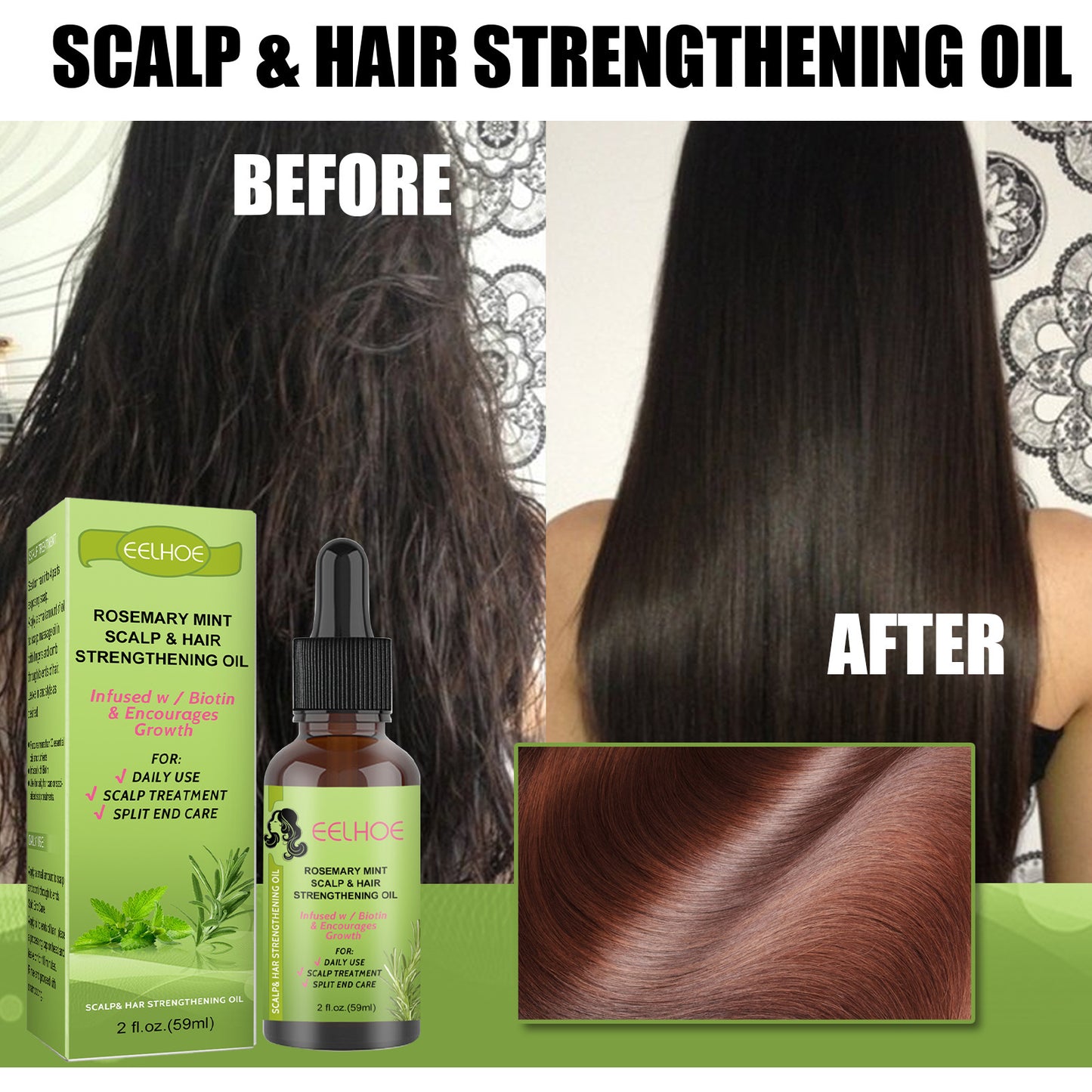 Pure Rosemary Hair Growth Oil- For Thinning, Growth and Hair Loss